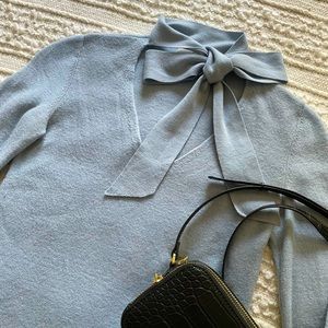 Babaton Wool V neck Sweater w Neck-Tie